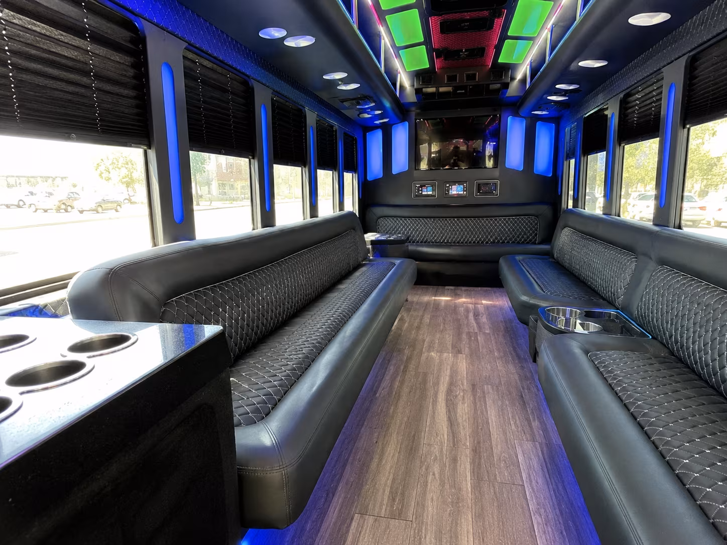 oceanside 15 passenger party bus inside