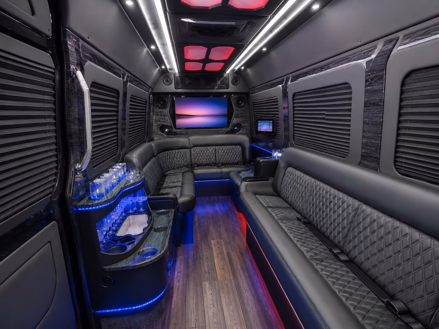 oceanside 50 passenger party bus inside